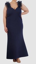 Eliza J Women's Blue Tulle Strap Sweetheart-Neck Gown Dress Plus Size: 18W