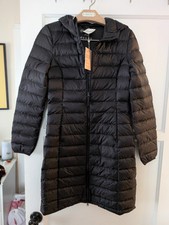 NWT XS Quince Long Black Down Hooded Quilted Puffer Jacket Packable Lightweight