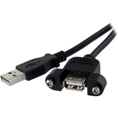 StarTech.com USBPNLAFAM3 3 ft Panel Mount USB Cable A to A F/M, Panel Mount USB 