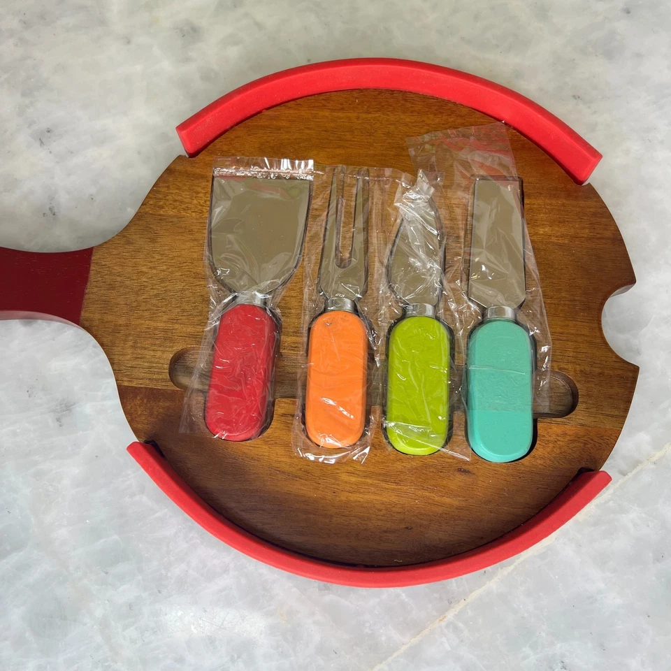 Набор сырной доски Fiesta акация дерево с разноцветными ножами развлекательный - Изображение 2 из 4