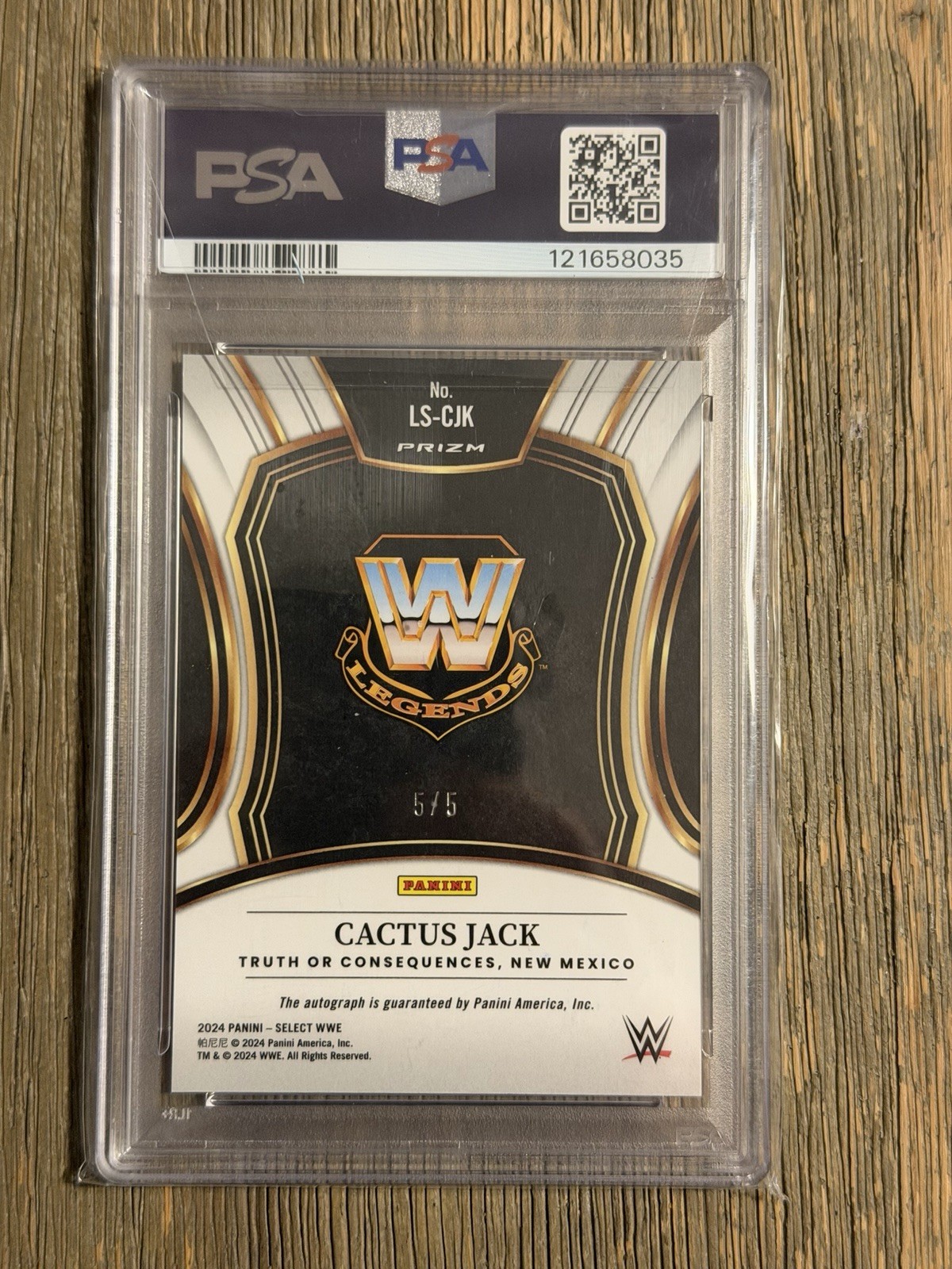 2024 Select WWE Cactus Jack Legendary Signatures Gold Wave Prizm PSA 10 #/5 view 2