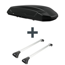 Dachbox Thule Pulse 2 L + Dachträger Menabo Ariete für VW Polo Fliessheck Typ 9N