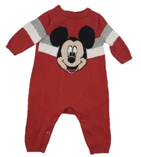 Gap Disney Baby Boys Girls 0-3 Months Red Mickey Mouse Winter Sweater Romper