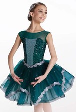 Dance Costume Large Child Green Weissman 17528 Ballet Pointe YAGP Tutu Glitter