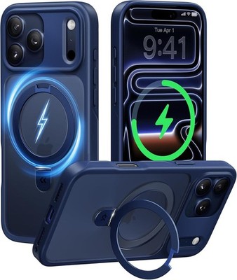 iPhone 17 Pro Max Hülle mit Ständer, MagSafe, kamerafest, blau