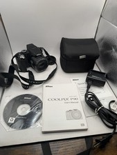 Nikon Digital Bridge Camera Coolpix P90 12.1MP Black Tested W/case, Charger