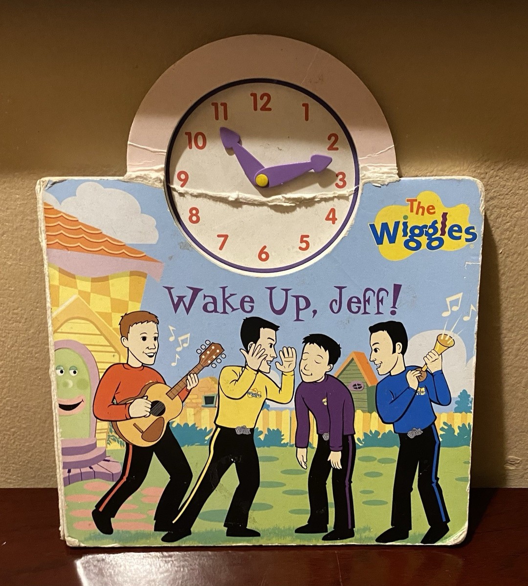 The Wiggles Wake Up Jeff Book with Clock 2004 Vintage Board Book