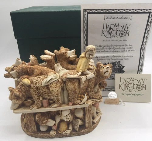 Vtg Harmony Kingdom~UNBEARABLE~Bears on Picnic~UK Made~NIB~Signed & Numbered