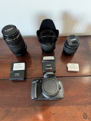 Canon EOS Rebel T5i + 3 Lenses & Flash