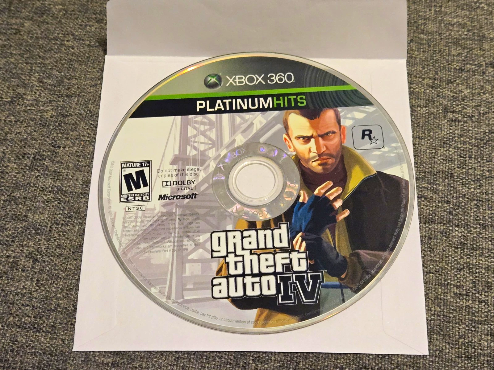 Grand Theft Auto IV GTA 4 TESTED Xbox 360 Mint Disc Only Platinum Hits Rockstar