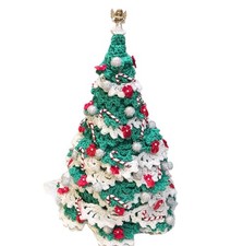 Handmade Vtg 16 Crochet Christmas Tree W Ange...