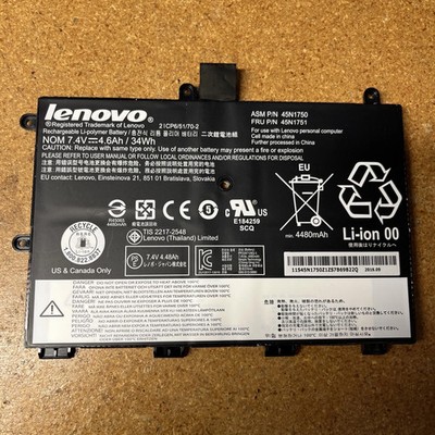 Genuine OEM 45N1751 Battery For Lenovo ThinkPad Yoga 11e 45N1748 45N1749 7.4V US