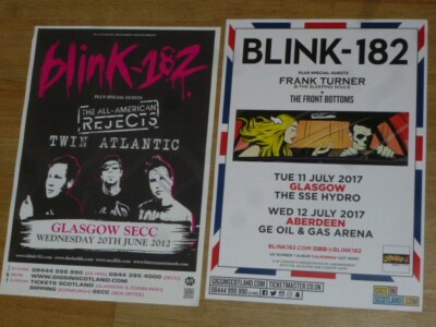 BLINK 182 - COLLECTION OF 2 SCOTTISH SHOW MUSIC MEMORABILIA CONCERT GIG POSTERS.