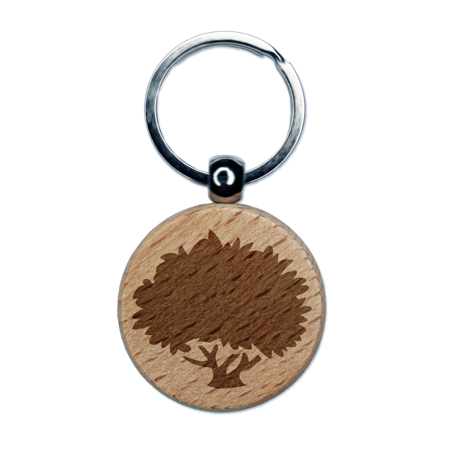 Bush Shrub Garden Forest Plant Engraved Wood Round Keychain Tag Charm