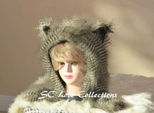 Raccoon Faux Fur Animal Hoodie Hats One Size 888