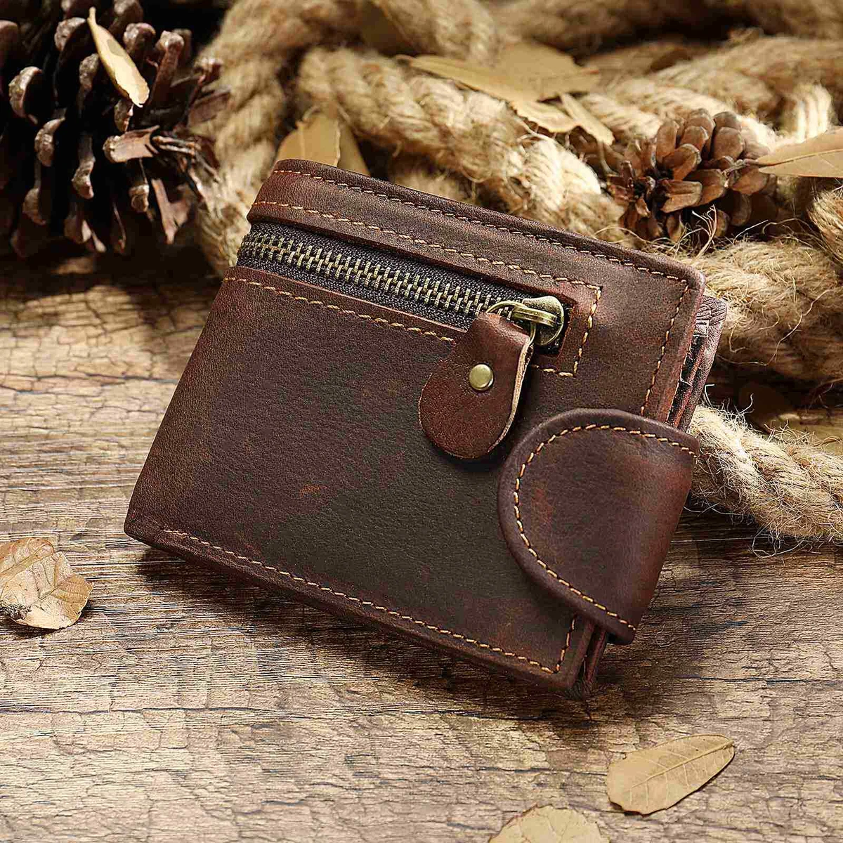 BISON DENIM Genuine Leather Classic Men's Wallet