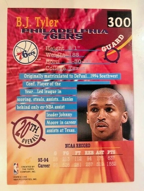 NBA - 1993-94 Topps Stadium Club B J Tyler Rookie Draft 1st Round