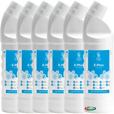 EVANS VANODINE 6 x Evans E-Phos Perfumed Thick Bactericidal Toilet Cleaner & Sanitiser 1ltr