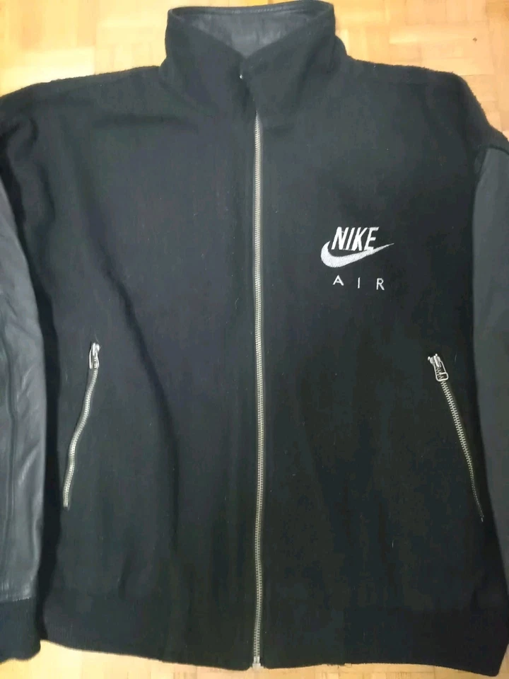 Mens Vintage Nike Air Varsity Wool Leather Jacket L Black.....CLOSET CLEAROUT - Image 3 of 4