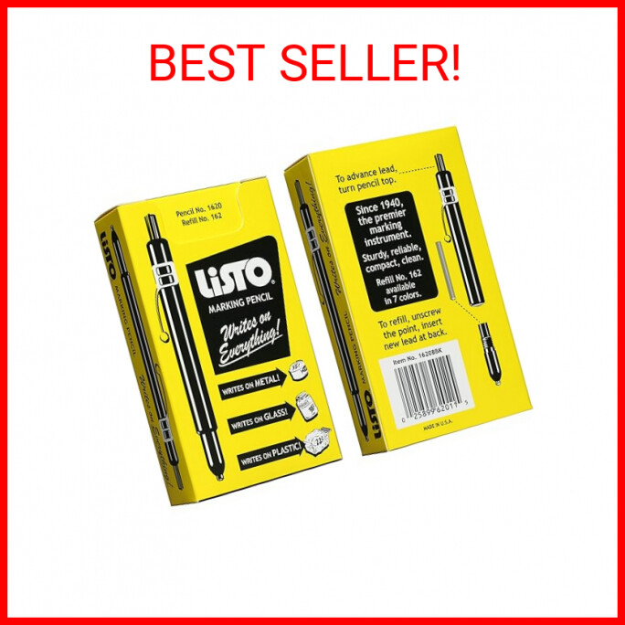 Listo 1620 - Box of 12 - BLACK COLOR - China Markers/Grease Pencils/China Markin