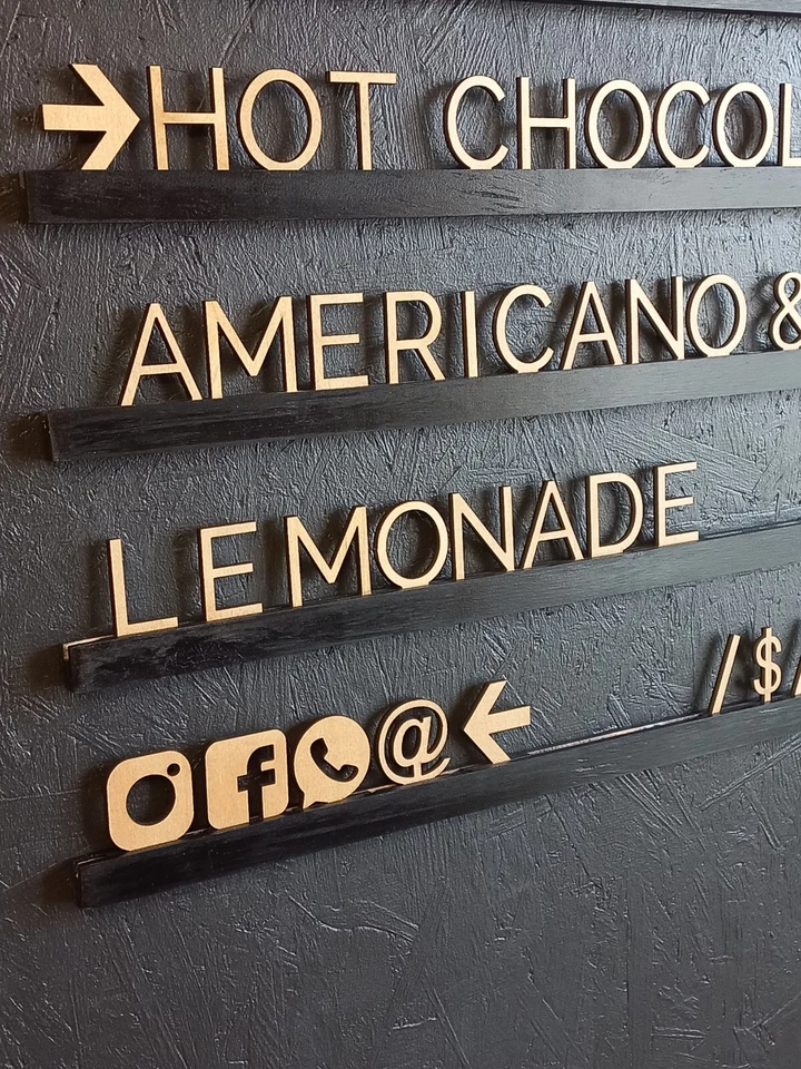 Light Wooden Letter & Black Wooden Rails Menu Board, Changeable Letter Board - Image 3 of 4
