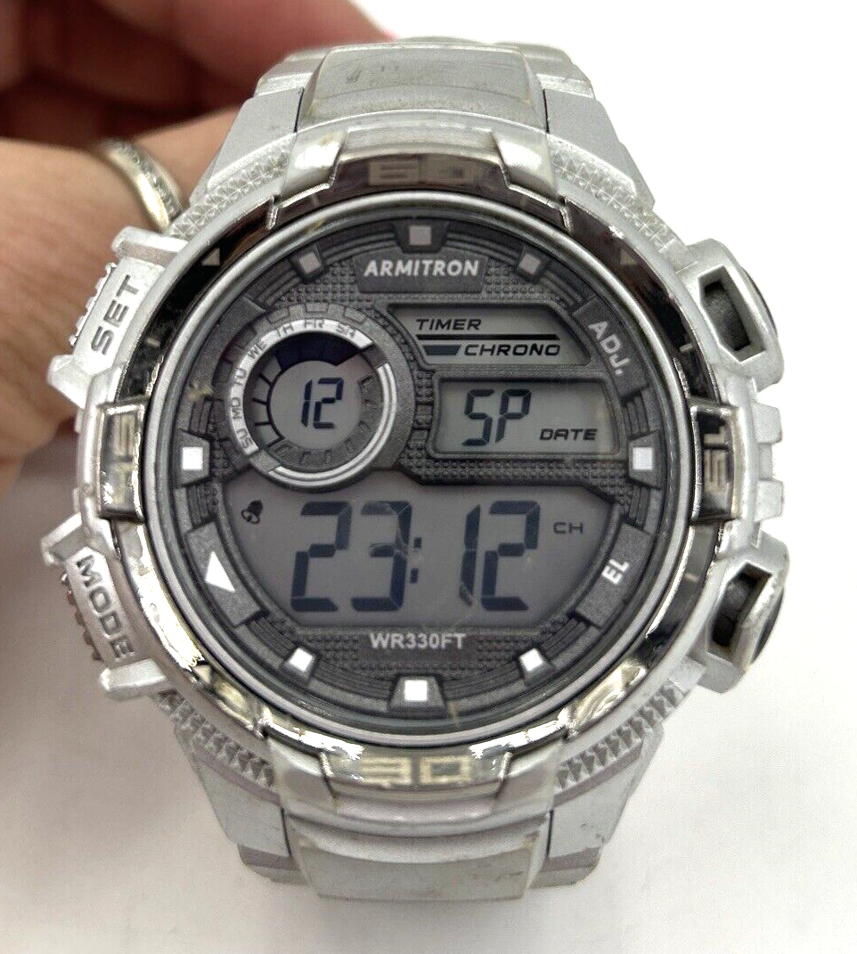 Armitron Watch Pro Sport Mens 40/8317 M1090 WR330FT Acrylic Case