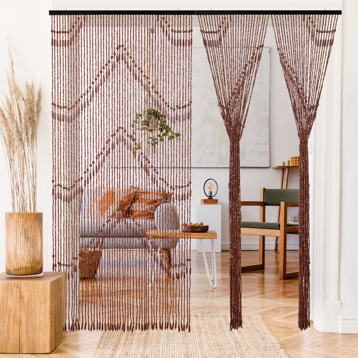 Handmade Wood Bamboo Beaded Curtains Multi-pattern Room Hanging