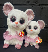 Ty Beanie Boos 6 And 13 Nina White Ballerina Mouse Plush Set of 2