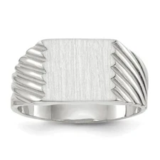 14K Solid White Gold Custom Engraved Signet Ring