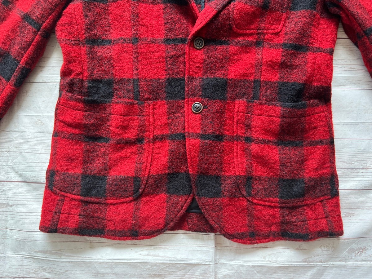 Brooks Brothers Red Fleece Men Buffalo Plaid Wool Jacket