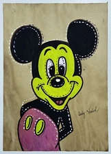 Andy Warhol (Handmade) Drawing On old Paper Signed & Stamped, Vtg Art