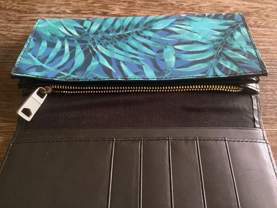 JACK SPADE BLUE PALM LEAF LEATHER MENS DESIGNER CONTINENTAL JACKET WALLET - NWT - Image 4 of 4