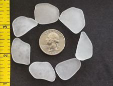 GENUINE PURE BEACH SEA GLASS SURF TUMBLED WHITE CLEAR SNOW FROSTED PENDANTS F4