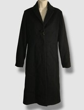 $1855 Cinzia Rocca Women's Black Wool Pea Coat Jacket Size 40