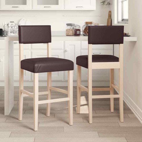 VidaXL Sedie Da Bar In Legno Hevea E Tessuto Grigio - 2 Pezzi, Alte 112 Cm