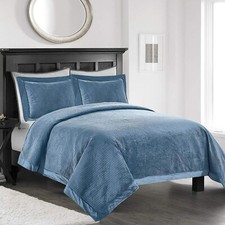 Simple Opulence Velvet Lavish Design with Brushed Microfiber 3pcs Bedspreads ...