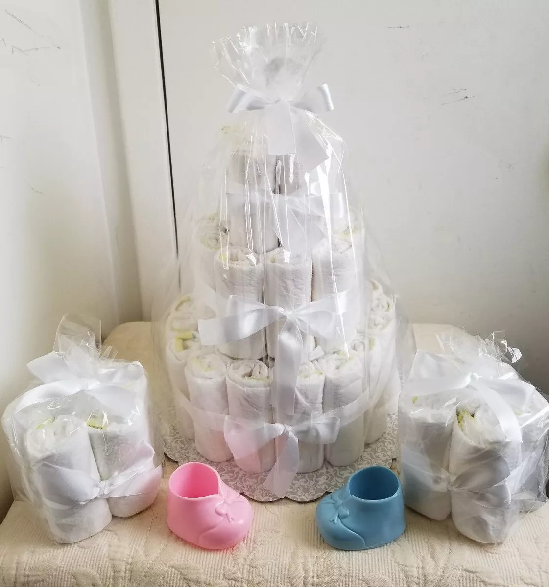 3 Tier Undecorated Diaper Cake Baby Shower Centerpiece 2 4 6 Minis Gift Set
