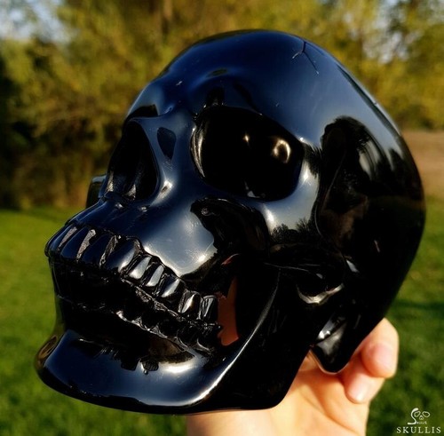 The Source of the Energy - Huge 11.3" Black Obsidian Crystal Skull Sculpture - Picture 15 of 19