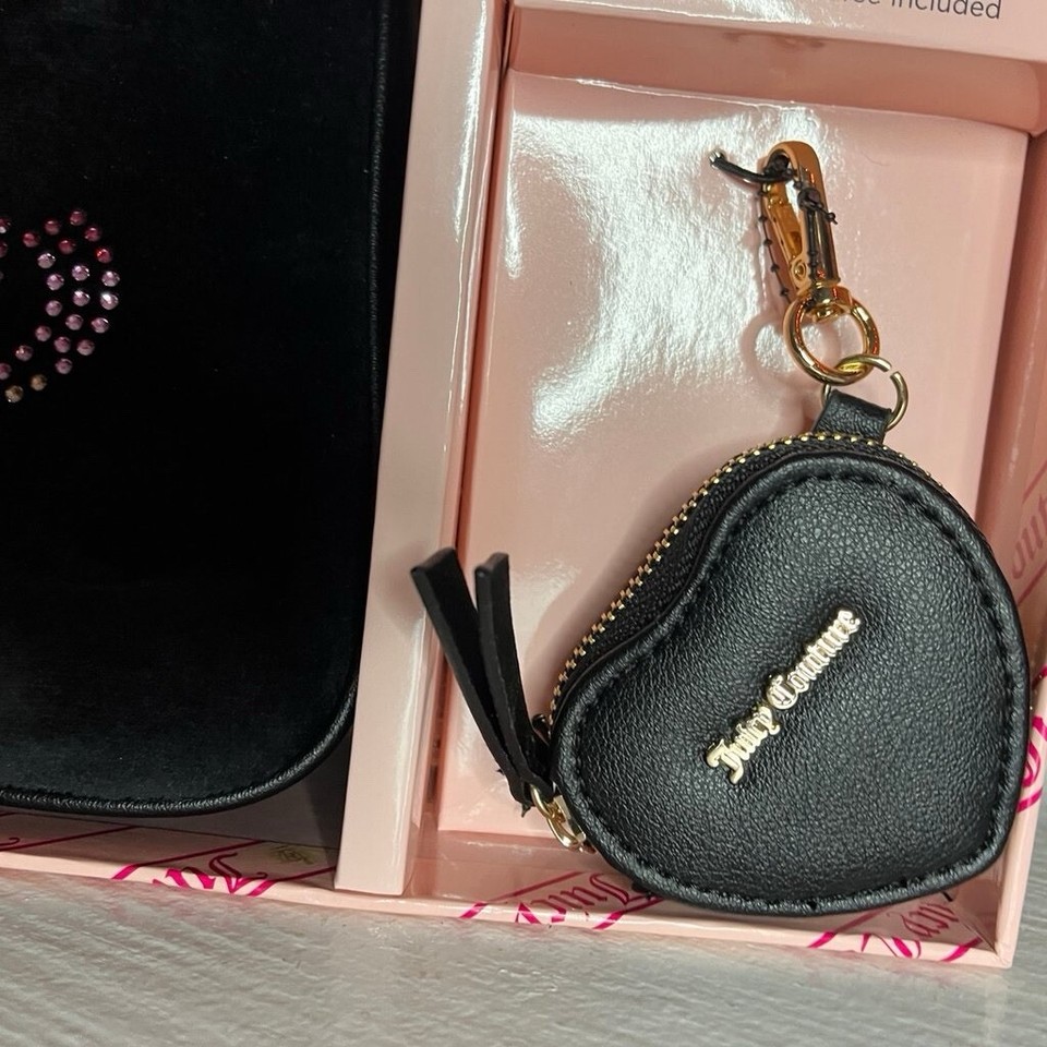 NWT Juicy Couture Shoulder Handbag Gift Set Black Liquorice Rhinestone
