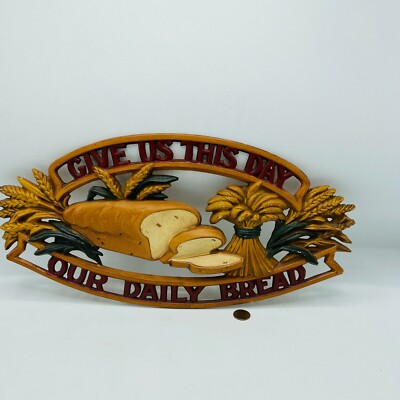  1960s Sexton Metal Sign Vintage Give Us This Day Our Daily Bread Cottagecore