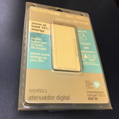 Lutron Maestro MA-600Gh-IV 1-Pole Multi-Location Eco Dimmer Fade Ivory