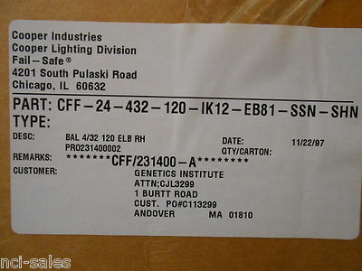 COOPER INDUSTRIES LIGHTING CFF-24-432-120-IK12-EB81-SSN-SHN CFF24 FAIL-SAFE