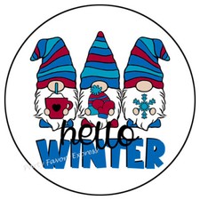 30 HELLO WINTER GNOMES ENVELOPE SEALS LABELS STICKERS PARTY FAVORS 1.5"