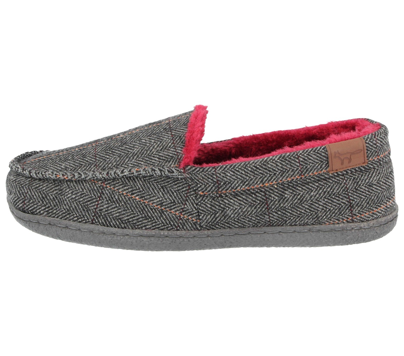 Mens Jo \u0026 Joe Slippers Tweed Check Faux 