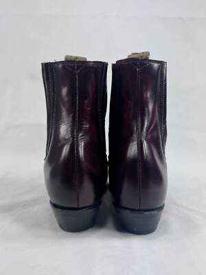 VTG Nogales Chelsea Stacked Heel Ankle Cowboy Boot Handmade Mexico Burgundy 11.5 s-l400.jpg main image 4