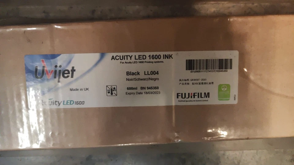 5x Genuino FUJIFILM Uvijet Acuity Led 1600 Tinta Negra (LL004) 600ml ENTREGA GRATUITA Foto 4 de 4