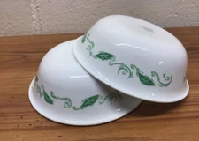 2 Corelle SPEARMINT Soup / Cereal Bowls green leaf and vine design USA VTG EUC