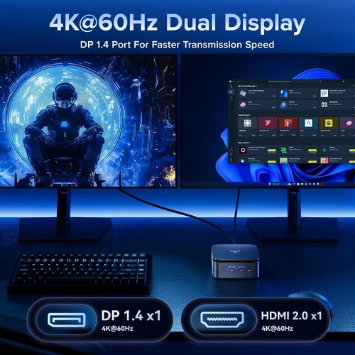 NIPOGI E1 4K Mini PC Intel 12th N97 16GB DDR4 RAM 512G SSD 5G/2.4G Dual Display - Bild 6 von 9