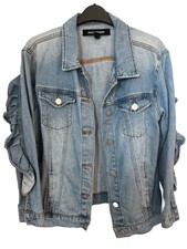 Ashley Mason Denim Jacket With Ruffle Sleeve Small