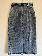 Vintage 80s 90s Pencil Skirt Long Acid Stone Denim 10 27 USA Y2K Western Retro